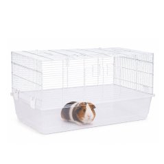 Rágcsálóketrec tengerimalacok és nyulak számára, 80 cm, hordozófogantyúkkal, fehér, Petsi (akce)