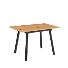 Raztegljiva jedilna miza, 120-160x80 cm, hrast/črna, DIRAN