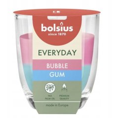 Gyertya Bolsius Everyday, rágógumi aroma, 80x70 mm, üvegben