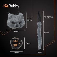 Costum pisică/fox 4pcs. gri Ruhhy 26247 (acțiune)