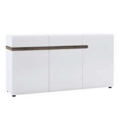 Kommode, Weiß Extra Hochglanz HG/Sonoma dunkle Trüffeleiche, LYNATET TYP 40