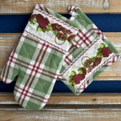 Rękawiczka i mata kuchenna 100% bawełna, TRUSKAWKA