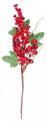 Gałązka MagicHome Christmas, z jagodami, czerwona, 31 cm