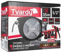 Navíjací bubon s držiakom na stenu so záhradnou 1/2" hadicou 35 m, TVARDY