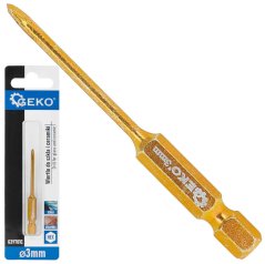 Vrták do skla a keramiky 3 mm, 4-britý, stopka 1/4", GEKO (akce)