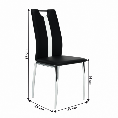 Stuhl, schwarz/weiß, Kunstleder/Chrom, SIGNA
