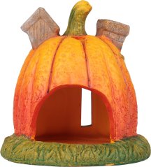 MagicHome Naturdekoration, Kürbishaus, Terrakotta, 16,2x15x15,5 cm