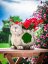 Decor MagicHome, Pisica cu ghiveci de flori, ceramica, naturala, 30x25,5x26,5 cm