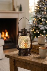 Lampáš MagicHome Vianoce, santa, plast, čierny, 1xLED teplá biela, 12x10x20.5 cm, 3xAA