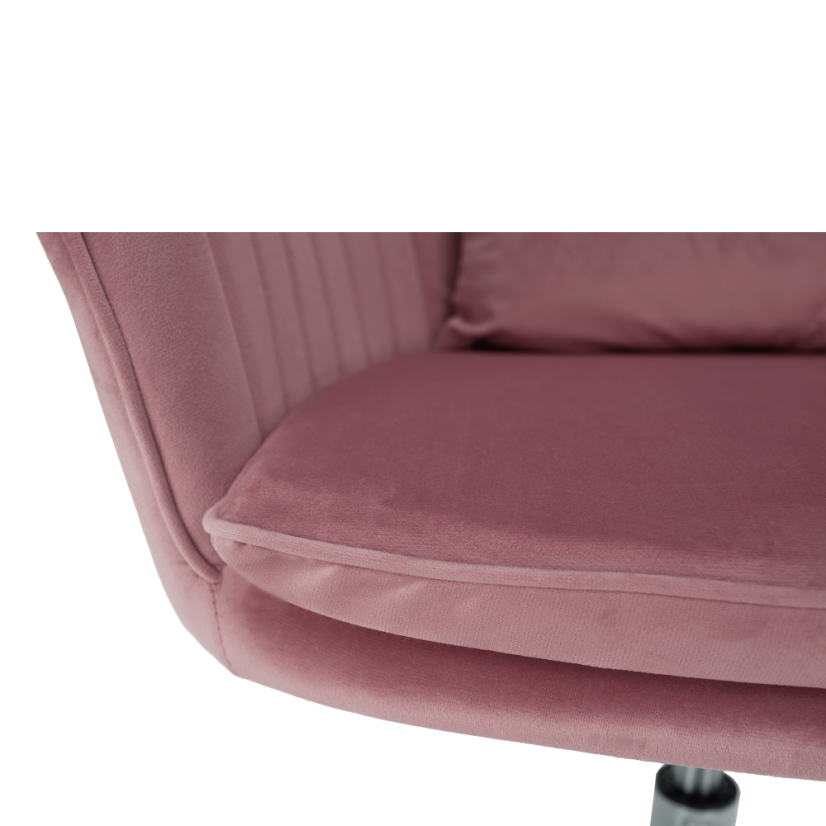 Bürostuhl, rosa Samtstoff/Chrom, KLIAN
