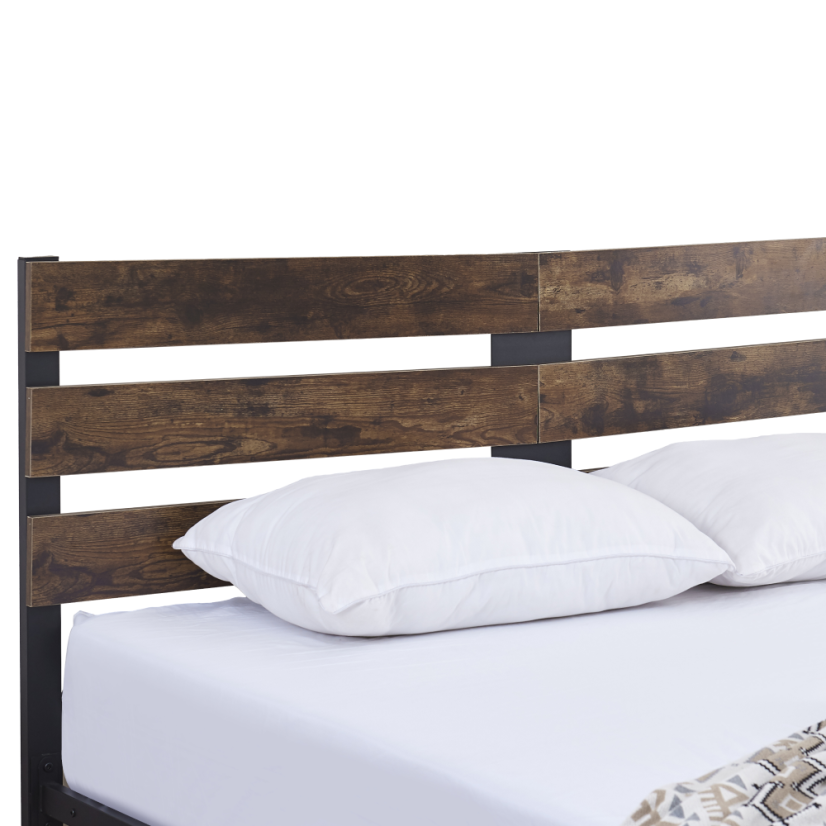 Doppelbett mit Lattenrost, rustikale Eiche/Metall, 160x200, ANEYA