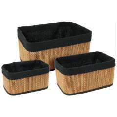 Set de 3 coșuri din bambus/in