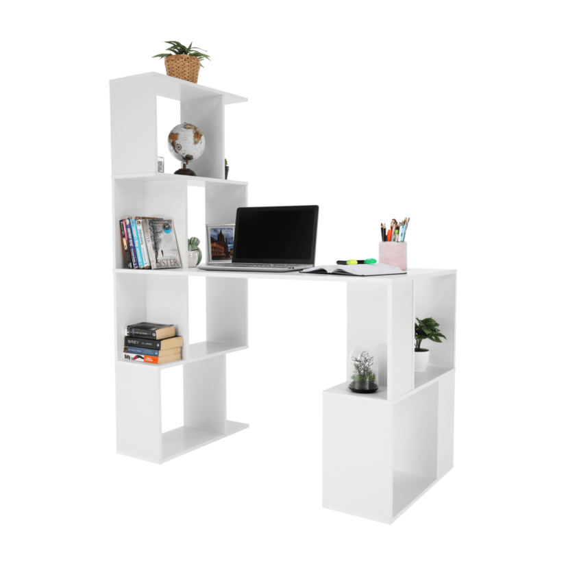 PC-Tisch mit Ablage, weiß, FLOKI NEW