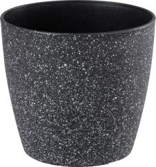 Strend Pro Stone virágcserép, 23x20,5 cm, fekete, kő hatású