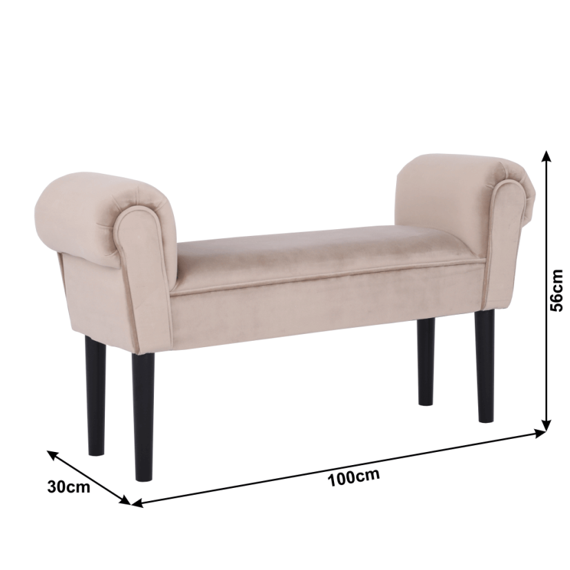 Bank, Samtstoff, beige/schwarz, BURDA