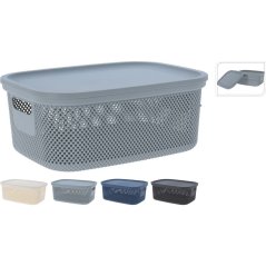 Coș de depozitare cu capac, 12 l, negru