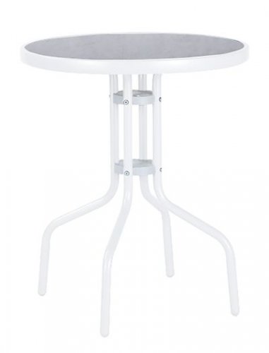 LEQ BRENDA asztal, 72x60 cm, üveg, fehér