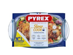 Misa zapekacia hranatá s pokrievkou, 36x22x15cm, 4,4L+2,3L, sklo číre PYREX, spevnený obal KLC