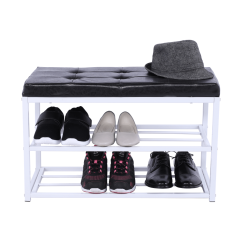 Bank mit Schuhregal, schwarz/weiß, LYROS