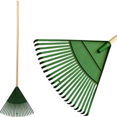 Rechen R121.WH, 22 Lamellen, Fächer, für Laub, PH, Holzstiel 1300 mm