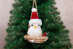 MagicHome Weihnachtsdekoration, Vogel im Nest, hängend, 11,5x10x11 cm