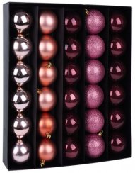 MagicHome karácsonyi labdák, 30 db, réz - rózsaszín, mix, karácsonyfához, 6 cm