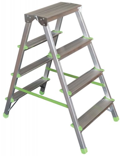 Dvostrane aluminijske stepenice - 5 stepenica, 98 cm, nosivost 120 kg, VASKO