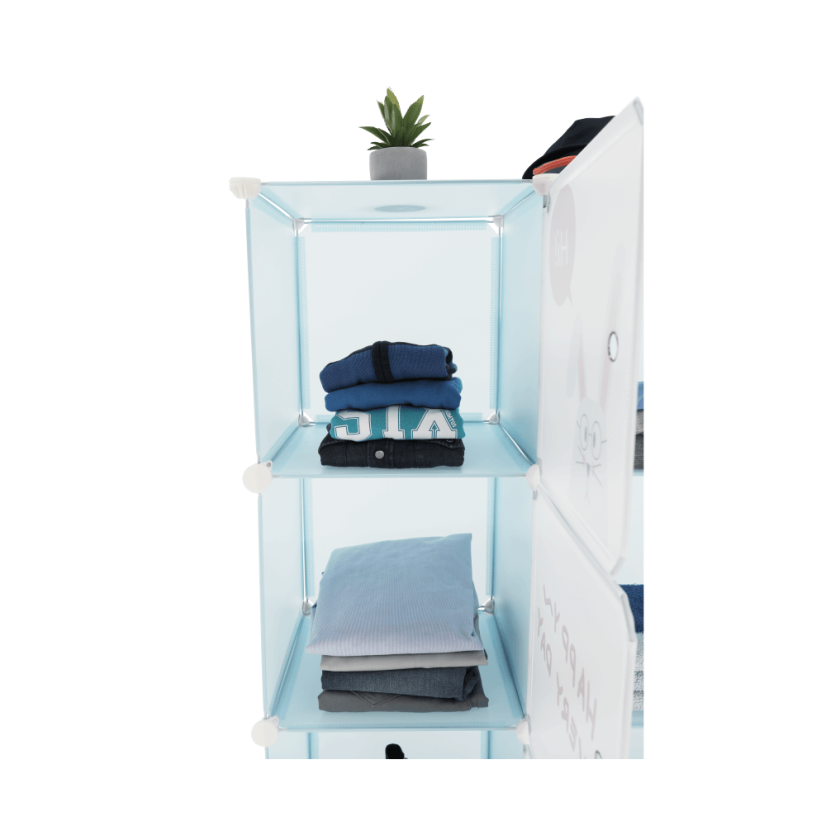 Modularer Kinderschrank, blau/Kindermuster, EDRIN