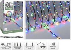 Božićna lampica 600 LED u boji, s funkcijama, vanjska/unutarnja