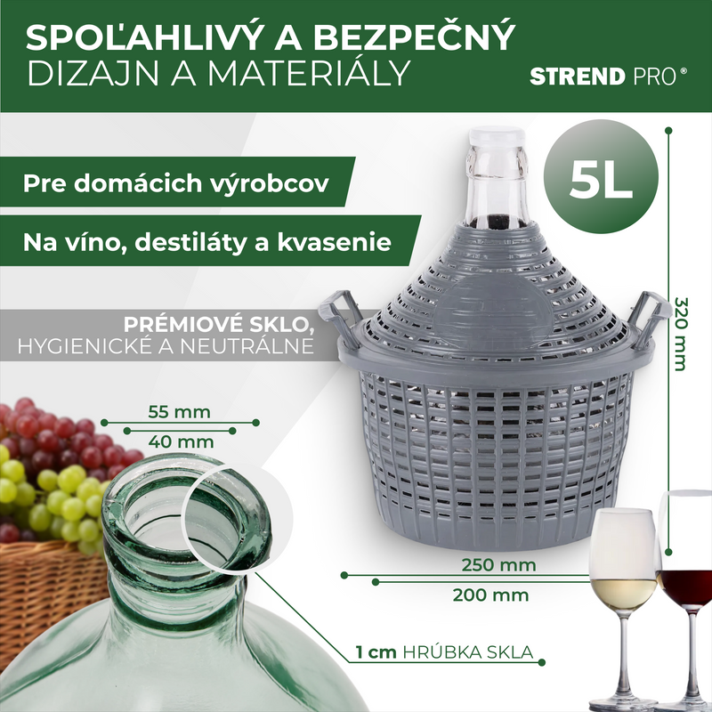 Demižon Strend Pro Cada Inco, 05l stakleni demižon za vino i rakiju, plastični poklopac