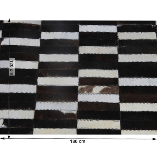 Luxusní kožený koberec, hnědá/černá/bílá, patchwork, 120x180, KŮŽE TYP 6