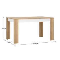 Blagovaonski stol LYOT03, sklopivi, riviera hrast/bijeli, 140-180x85 cm, LEONARDO