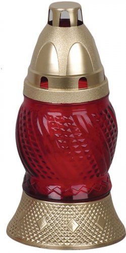 Mormânt Kahanec, sticlă roșie, auriu, 8 h, 30 g, înălțime 16 cm, pentru mormânt