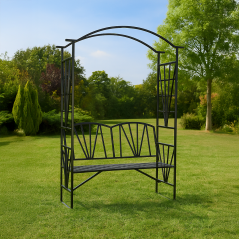 Záhradná lavička s pergolou, čierna, HAIFA