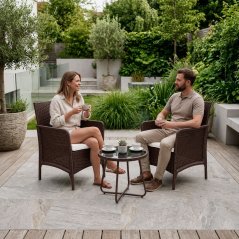 Sada 2 záhradných kresiel s vankúšmi na balkón, terasu alebo do záhrady, hnedá, MultiGarden (akce)