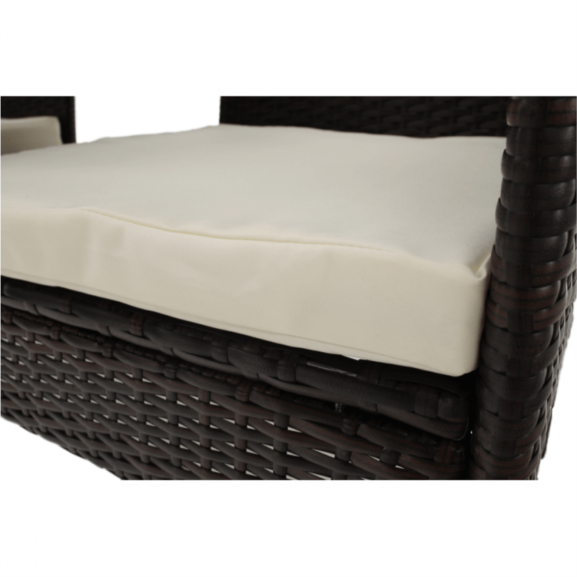 Gartenbank mit Tisch und Kissen, braun/creme, LALIT
