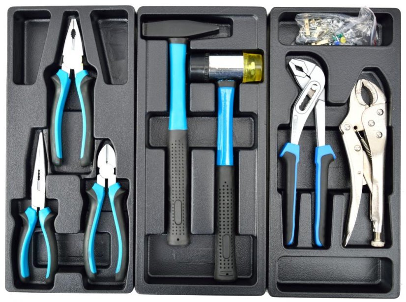 Werkzeugschrank mit 7 Schubladen, bestückt mit 272 Werkzeugen, 690x455x975 mm, GEKO