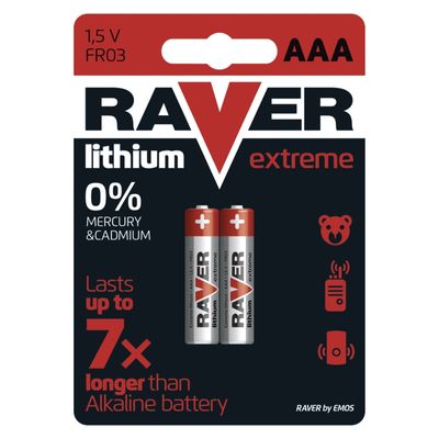 Akkumulátor RAVER FR03, lítium akkumulátor, csomag. 2 db, AAA ceruza