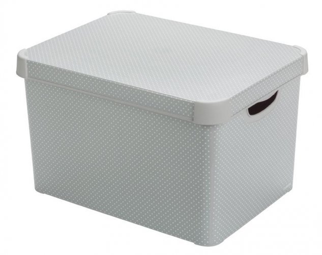 Kutija Curver® DECO STOCKHOLM L, siva/točkice, 40x25x30 cm