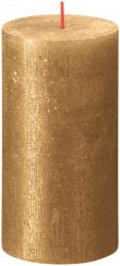 Sviečka Bolsius Rustic Shimmer, valcová, zlatá, 60 hod., 68x130 mm