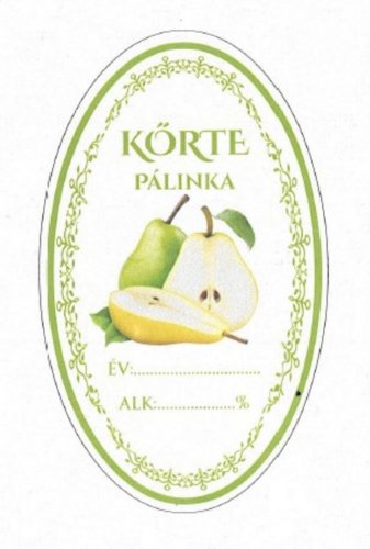 Flaschenaufkleber KŐRTE PÁLINKA/HUŠKOVICA inländisch oval 16 Stück HU-Etiketten