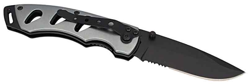 Nôž montérsky s čepeľou 19 cm, strieborná dierovaná hliníková rukoväť, PRO-TECHNIK