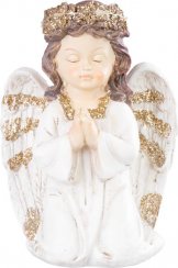 Dekorácia MagicHome, Anjel modliaci, LED, polyresin, na hrob, 11,5x7,5x15,5 cm