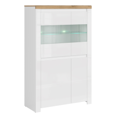 Vitrina 2D2W, bijeli sjaj/hrast wotan, VILGO