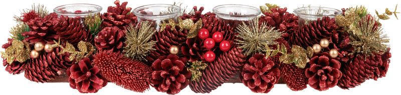 Ikebana MagicHome Weihnachten, Natur, Rot, Advent, 50x16x9 cm