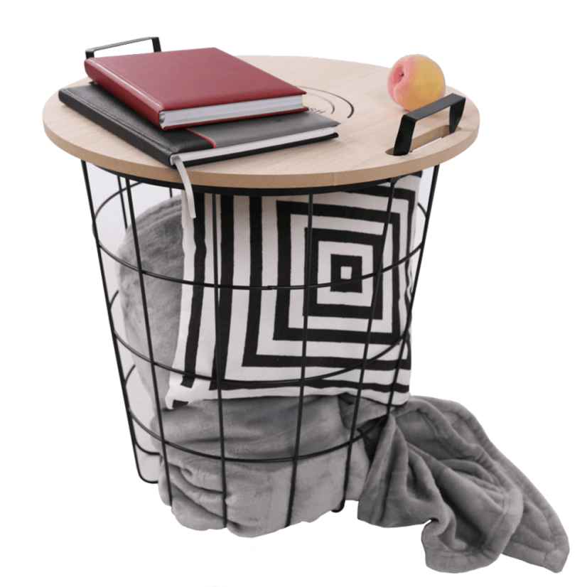 Beistelltisch, Naturmuster/Schwarz, NANDO