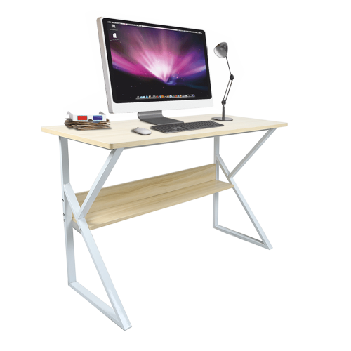 Písací stôl s policou, dub prírodný/biela, TARCAL 80