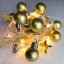 MagicHome Christmas Ball lanac, 20 LED topla bijela, s kuglicama i zvjezdicama, zlatna, 2xAA, jednostavna rasvjeta, rasvjeta, L-1,9 m