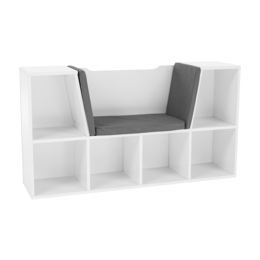 Kinderbücherregal mit Sitz, weiß/braun, FERIA