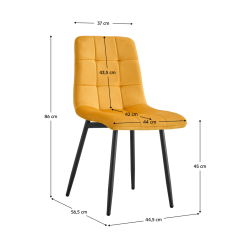 Stol, rumena tkanina Velvet/črna, RAMITA TIP 3